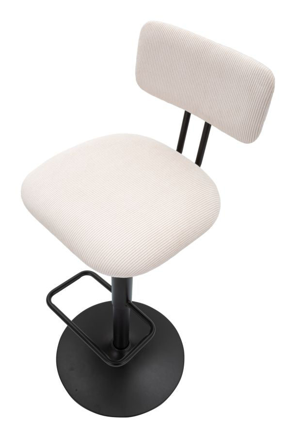 Barstol i hvid, jern, træ og polyester  – 41x47x5 106x5 cm