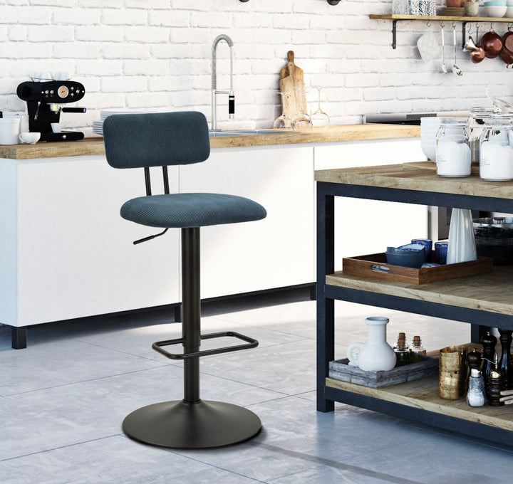 Barstol i sort, jern, træ og polyester – 41x47x5 106x5 cm