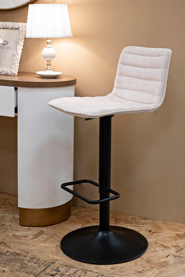 Barstol i hvid, jern, træ og polyester  – 43x49x5 85x5 82x5 cm