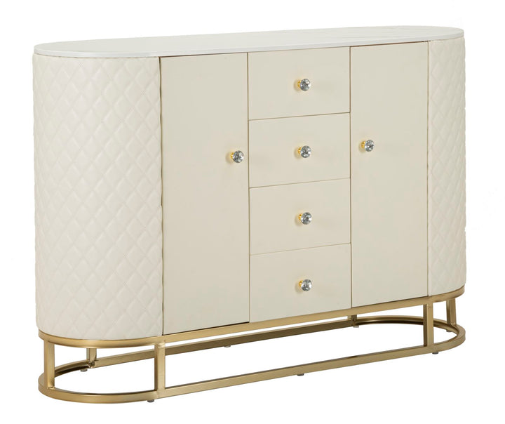 Glam kommode i guldfarve, træ, mdf, metal – 120x40x85 cm