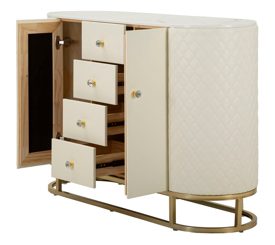 Glam kommode i guldfarve, træ, mdf, metal – 120x40x85 cm