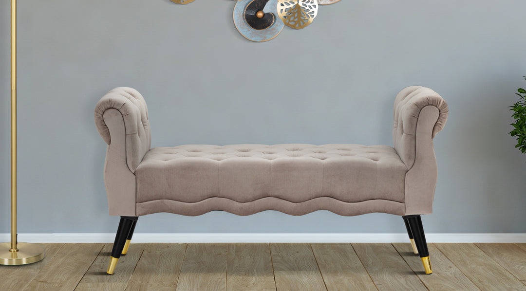Glam bænk i fyrretræ, metal and polyester – 120x40x60 cm