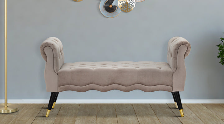 Glam bænk i fyrretræ, metal and polyester – 120x40x60 cm