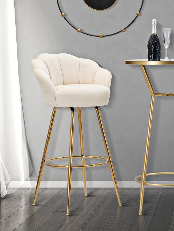 Glam barstol, hvid, stof og metal– 55x53x110 cm