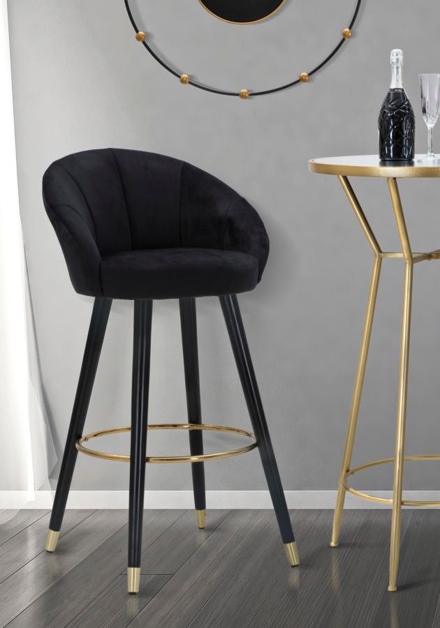 Glam barstol i træ, metal og stof – 55x56x104 cm
