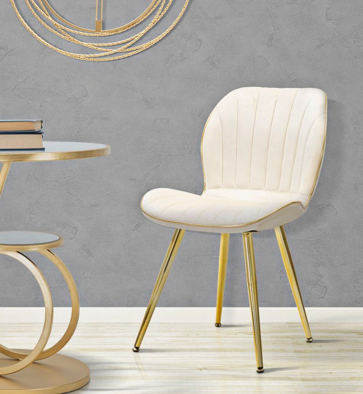 Glam stol i guldfarve, træ, plast og metal – 46x58x77 cm