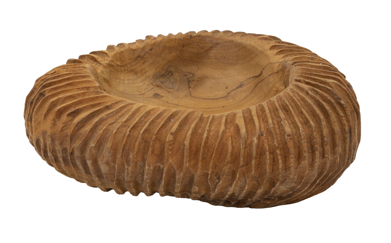 Bakke i genanvendt teaktræ, 32 x 11 cm, håndskåret og fugtbestandigt træ