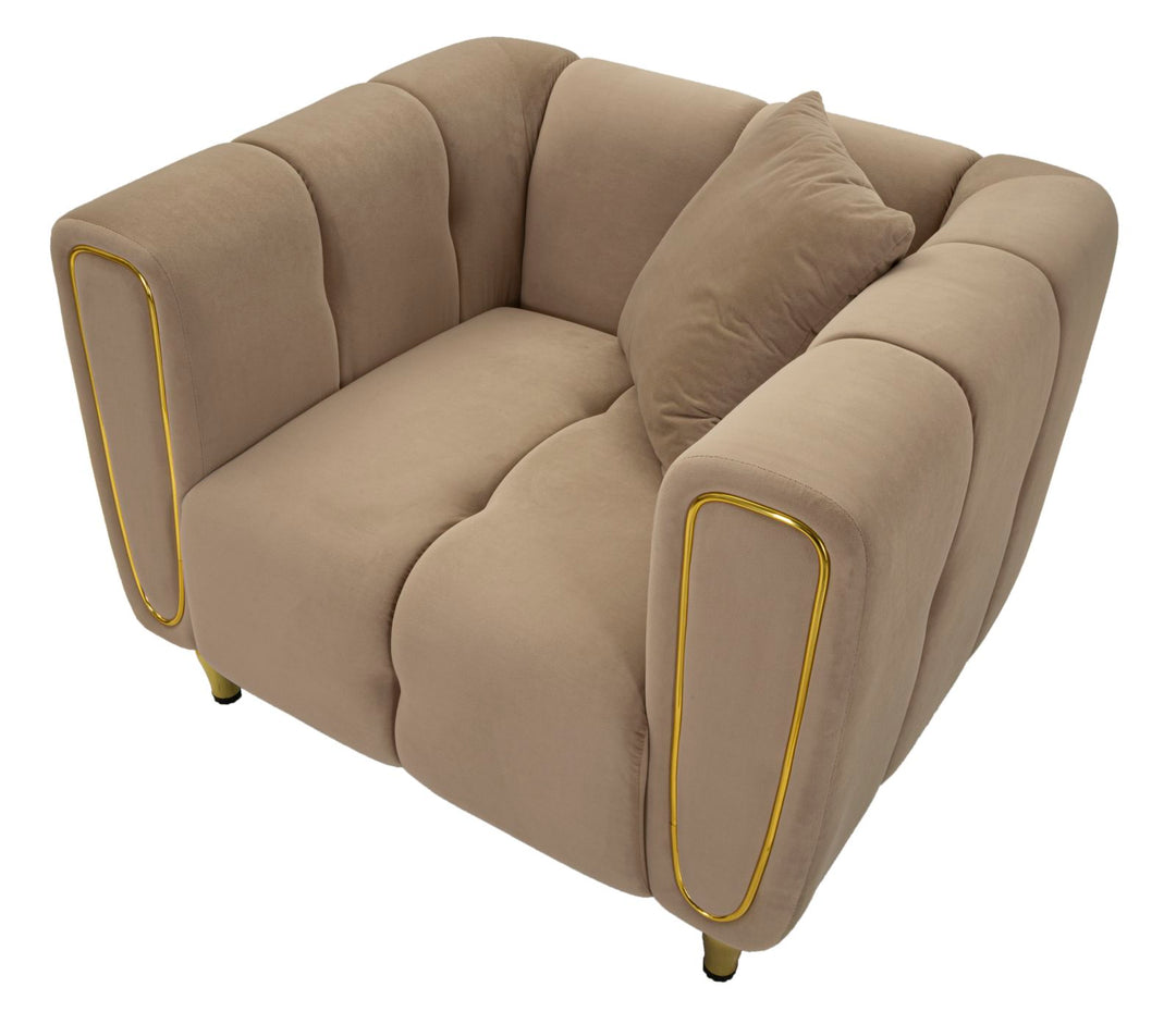 Glam lænestol, duegrå med gyldne ben – 97x81x71 cm