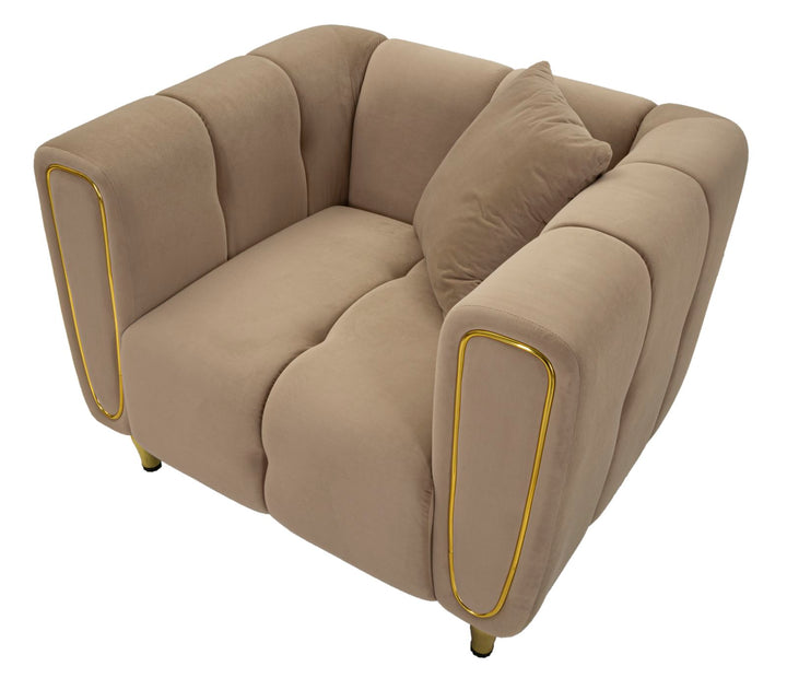 Glam lænestol, duegrå med gyldne ben – 97x81x71 cm