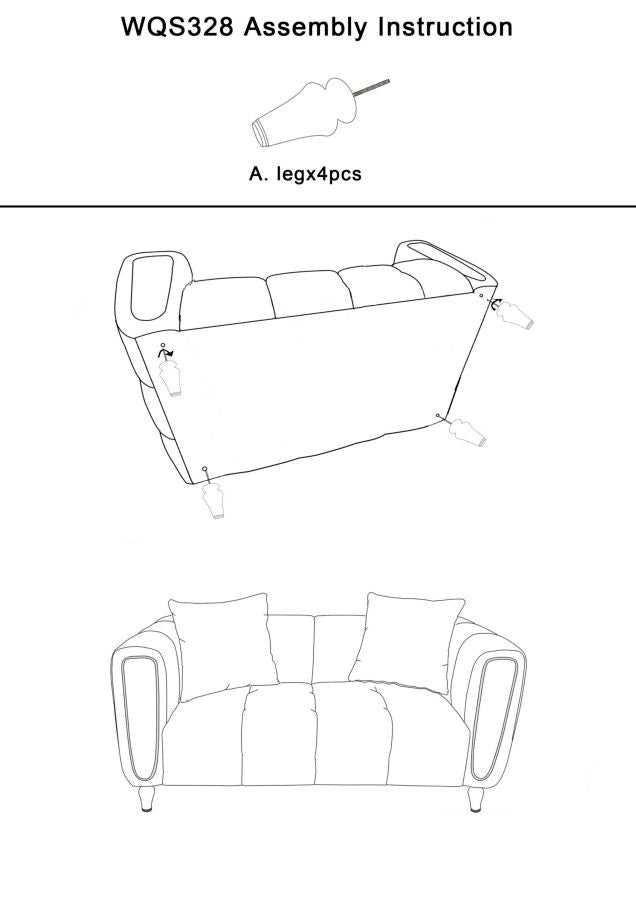 Glam 2-personers sofa med gyldne ben  – 155x81x71 cm