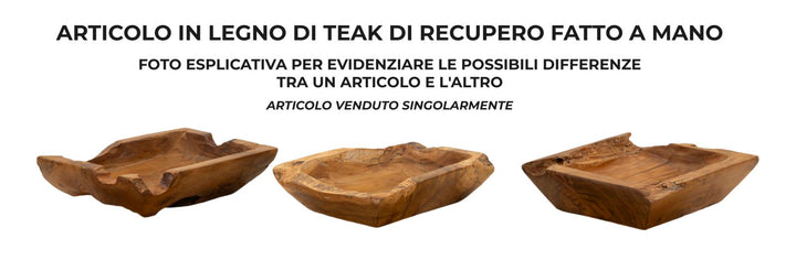 Bakke af teaktræ, 25x19x7 cm