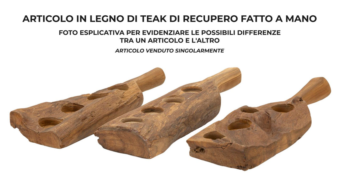 Lysestage i teaktræ – 51x14x6 cm