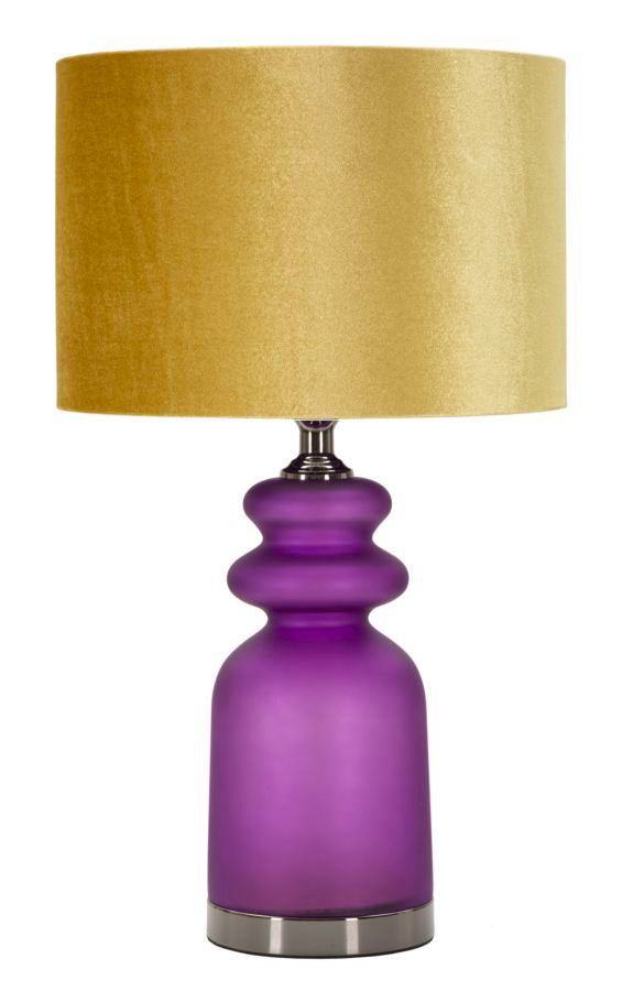 Bordlampe, glas, jern og stof – 32x5x57 cm