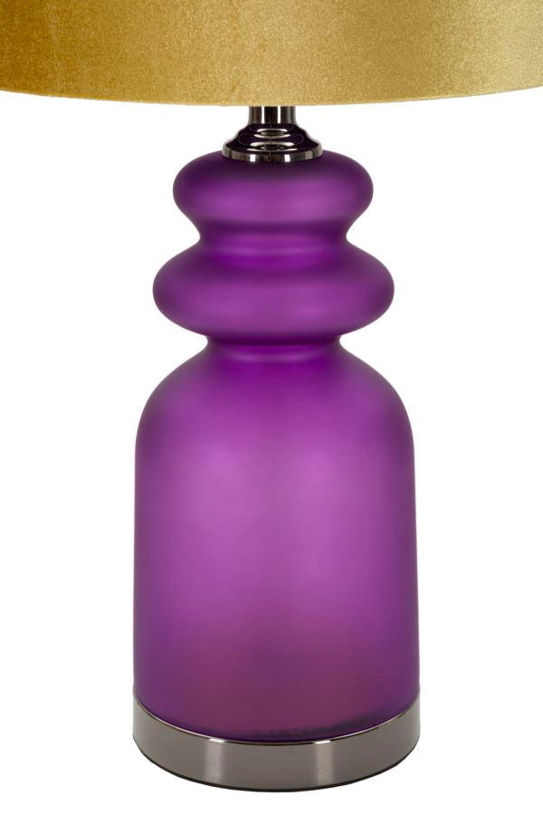 Bordlampe, glas, jern og stof – 32x5x57 cm