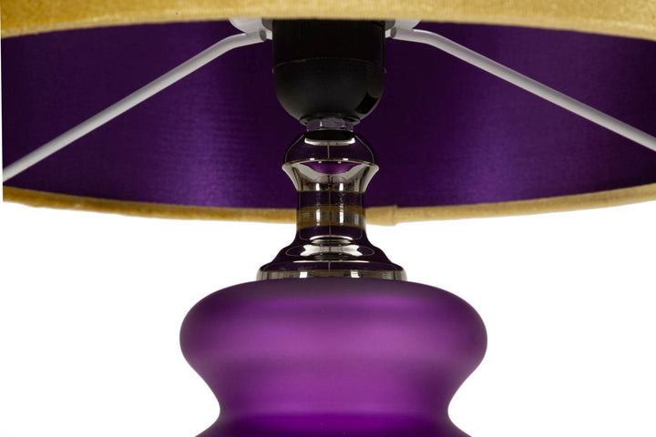 Bordlampe, glas, jern og stof – 32x5x57 cm
