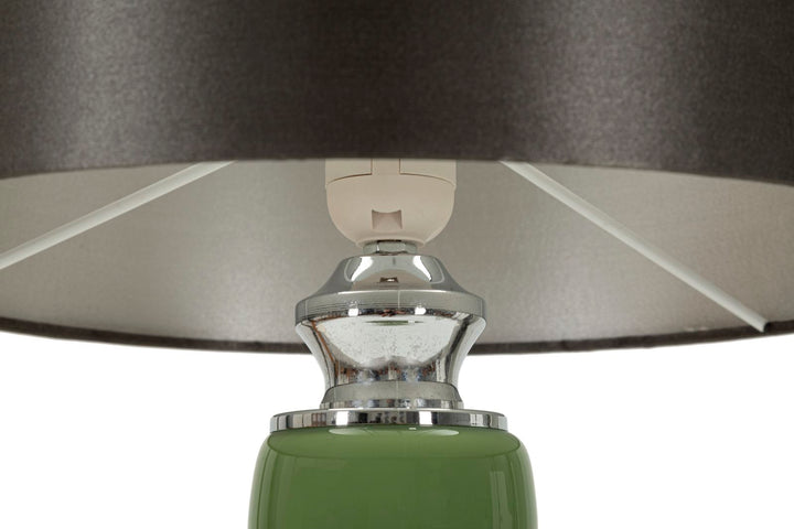 Bordlampe i glas, jern og stof – 32x5x55 cm