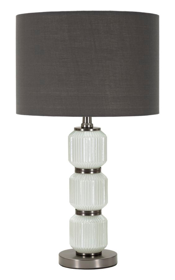 Bordlampe i glas, jern og stof – 32x5x57 cm