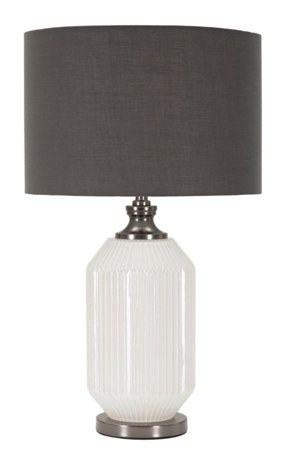Bordlampe i glas, jern og stof – 37x5x65 cm