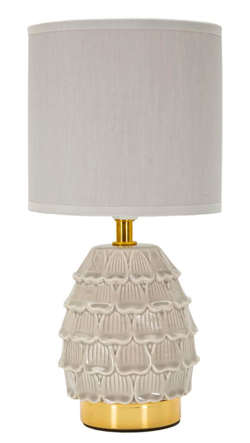 Lampe i creme i keramik, jern og stof – 15x30x5 cm