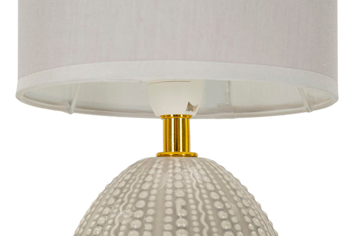 Bordlampe i keramik, jern og stof – 15x30x5 cm
