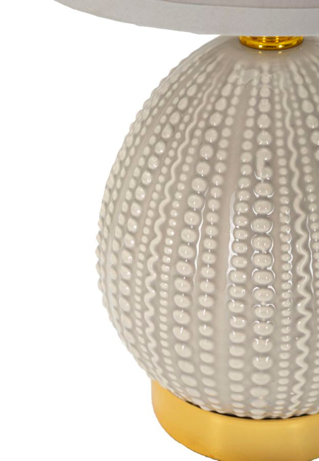 Bordlampe i keramik, jern og stof – 15x30x5 cm