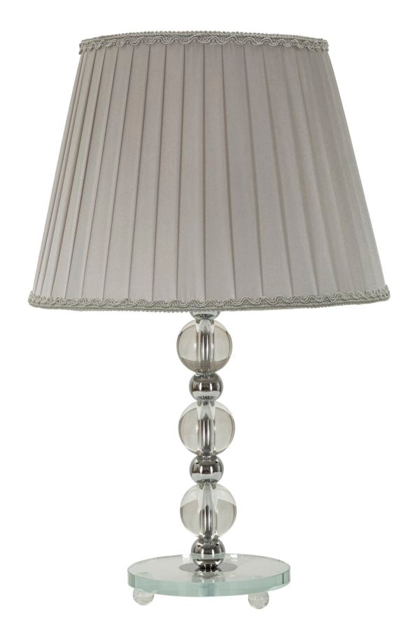 Glam bordlampe i sølvfarve, metal, glas, stof – 30x48 cm