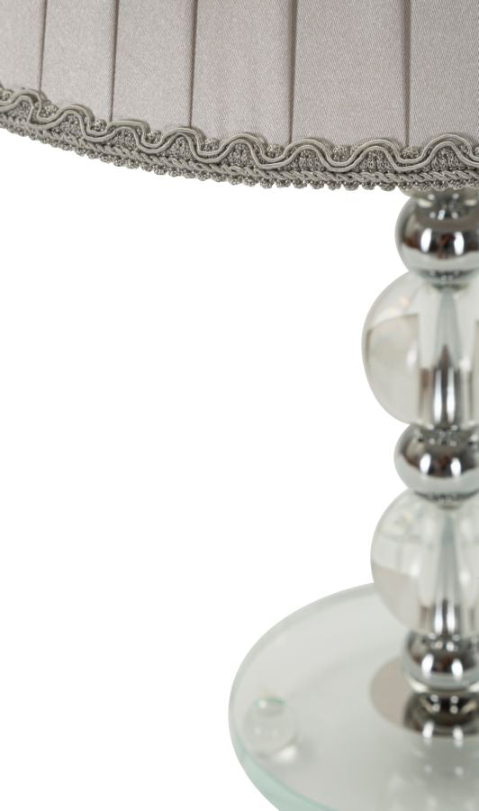 Glam bordlampe i sølvfarve, metal, glas, stof – 30x48 cm