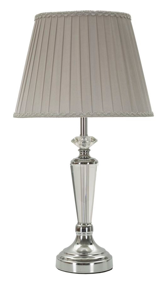 Glam bordlampe i sølvfarve, metal, glas, stof – 30x56 cm