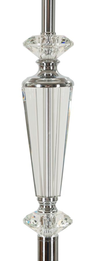 Glam gulvlampe i sølvfarve, metal, glas, stof