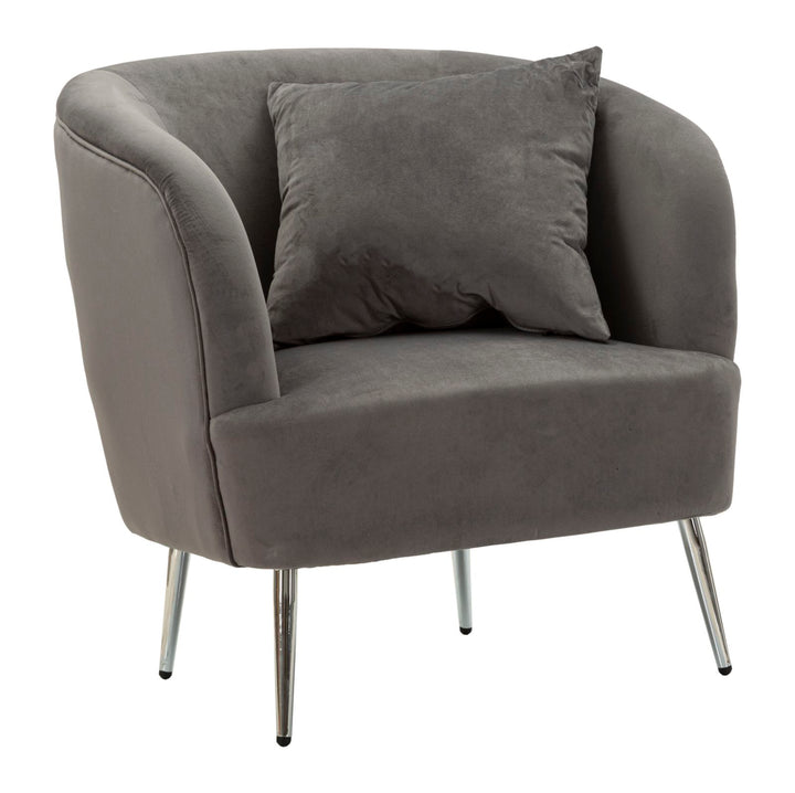 Glam stol i sølv af fyrretræ træ, mdf, polyester og metal – 73x66x78 cm