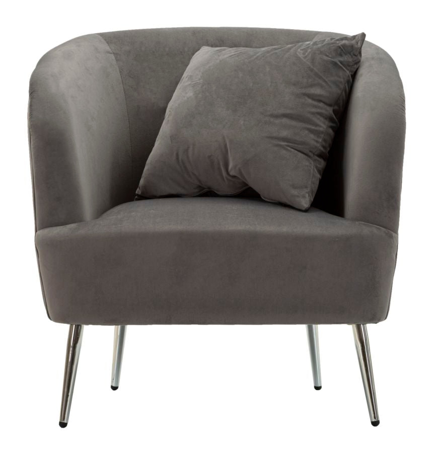 Glam stol i sølv af fyrretræ træ, mdf, polyester og metal – 73x66x78 cm