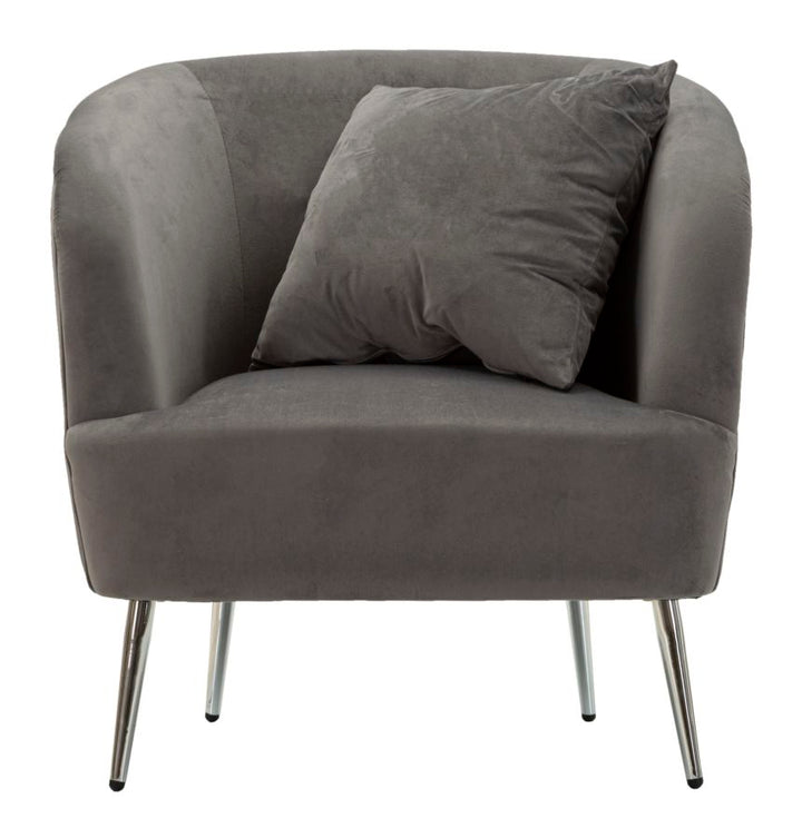 Glam stol i sølv af fyrretræ træ, mdf, polyester og metal – 73x66x78 cm