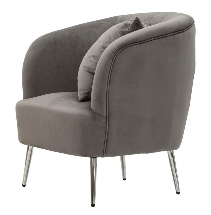Glam stol i sølv af fyrretræ træ, mdf, polyester og metal – 73x66x78 cm