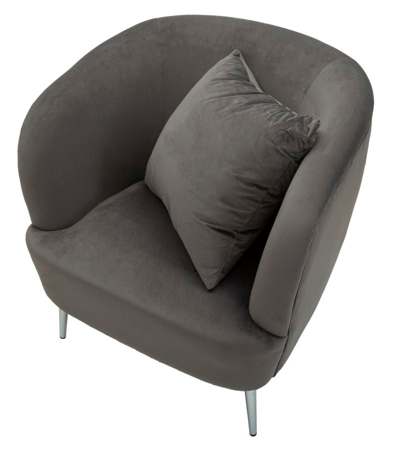 Glam stol i sølv af fyrretræ træ, mdf, polyester og metal – 73x66x78 cm