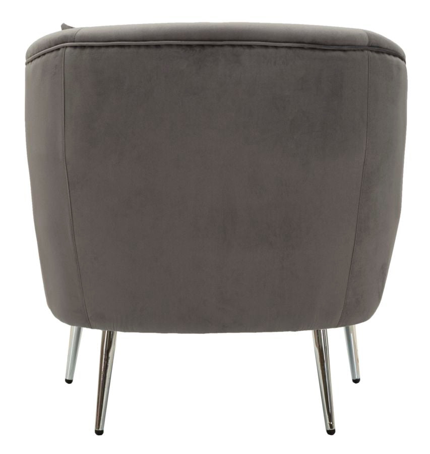 Glam stol i sølv af fyrretræ træ, mdf, polyester og metal – 73x66x78 cm