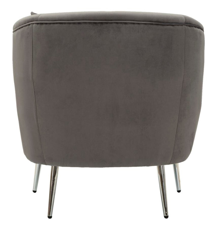 Glam stol i sølv af fyrretræ træ, mdf, polyester og metal – 73x66x78 cm