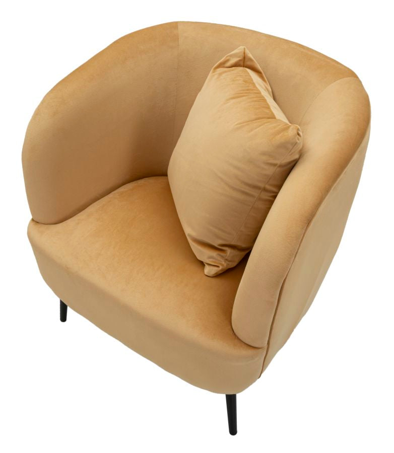 Glam stol i sort af fyrretræ træ, mdf, sponge, polyester og metal – 73x66x78 cm