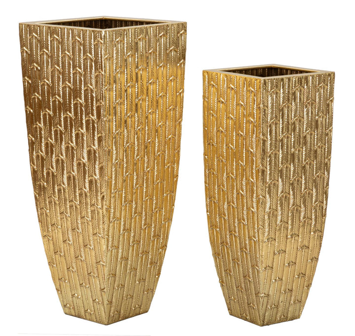 Glam vaser i guld, metal – 40x40x99 og 32x32x84 cm