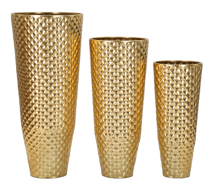 Glam  3 x vaser i guldfarve, metal – 48x110, 40x93, 33x77 cm