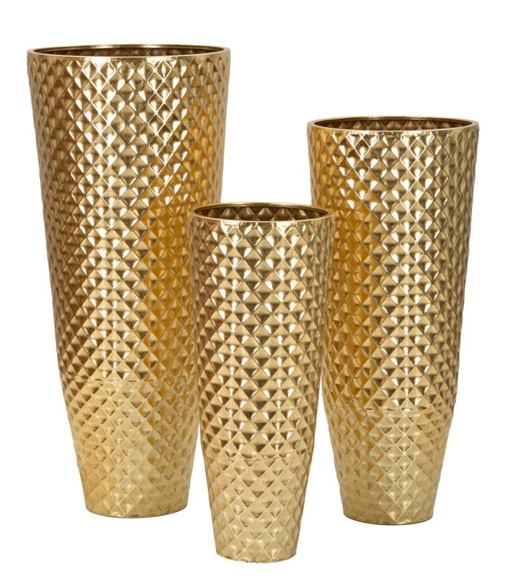 Glam  3 x vaser i guldfarve, metal – 48x110, 40x93, 33x77 cm