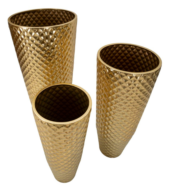 Glam  3 x vaser i guldfarve, metal – 48x110, 40x93, 33x77 cm