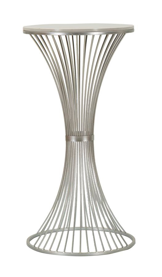 Glam bord i sølvfarve, metal og kunstig marmor – 50x100 cm