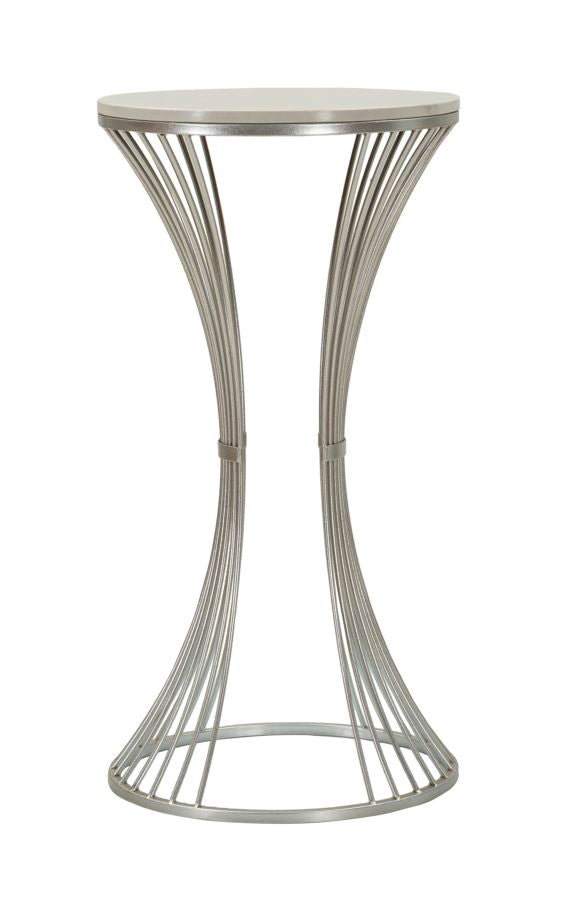Glam bord i sølvfarve, metal og kunstig marmor – 50x100 cm