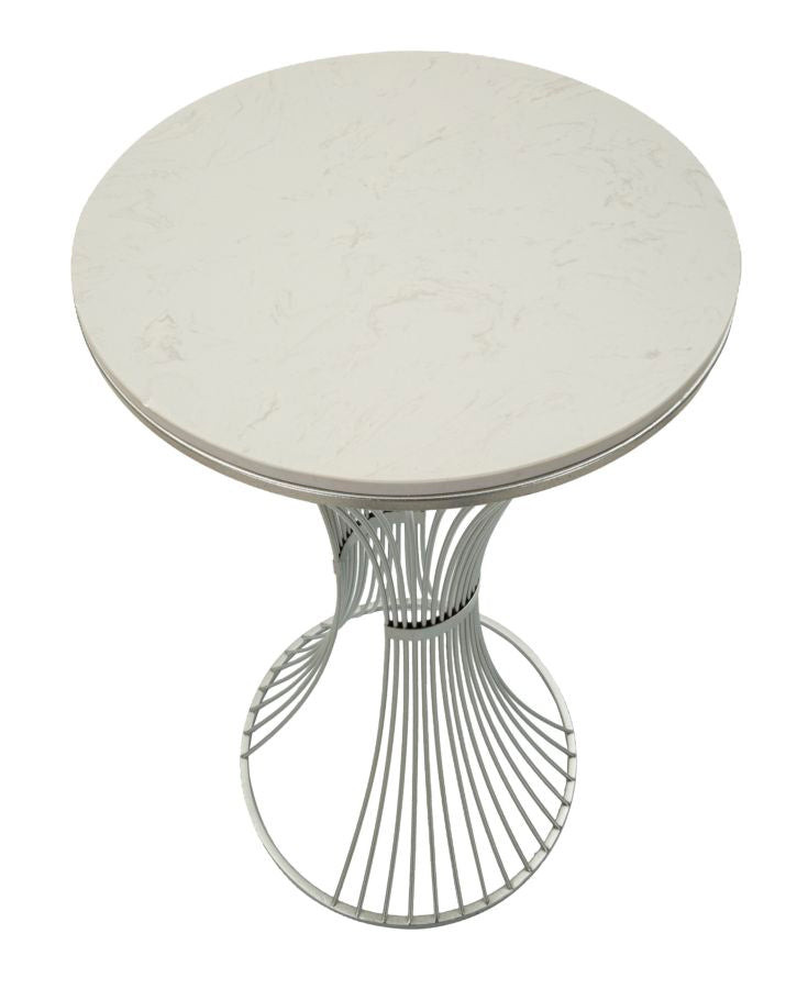 Glam bord i sølvfarve, metal og kunstig marmor – 50x100 cm