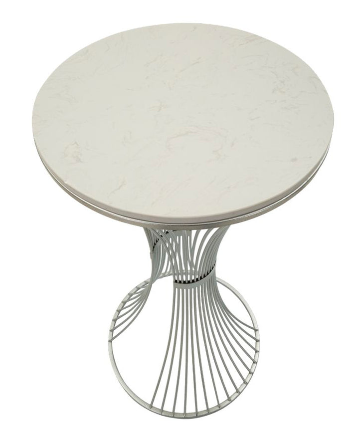 Glam bord i sølvfarve, metal og kunstig marmor – 50x100 cm