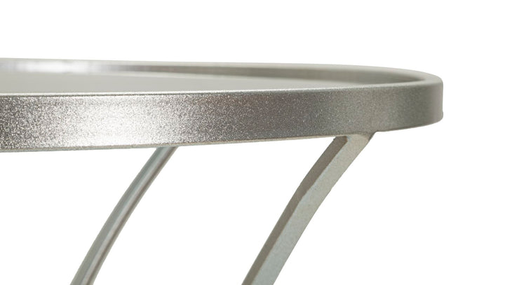 Glam bord i sølvfarve, jern og glas – 56x68 cm