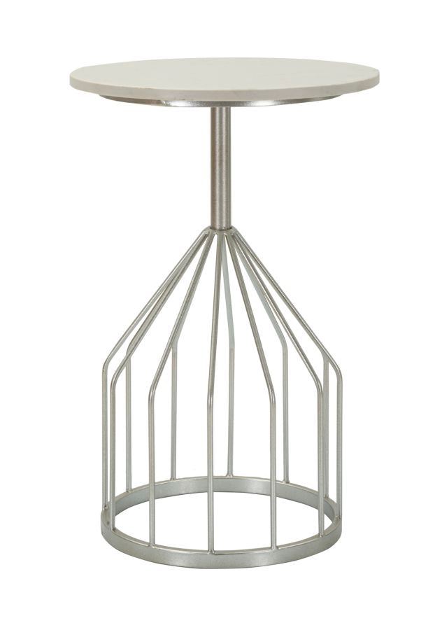 Glam bord i sølvfarve, metal og kunstig marmor – – 37x5x58 cm