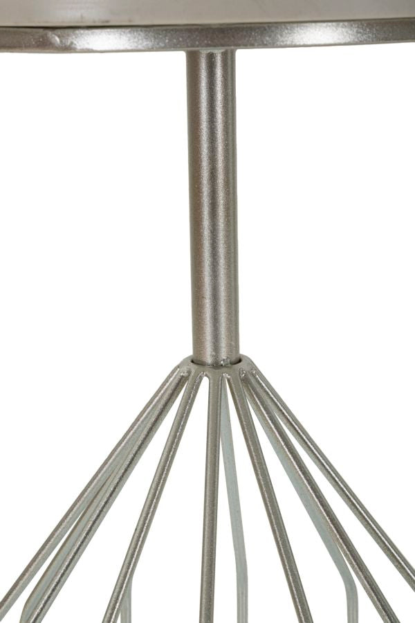 Glam bord i sølvfarve, metal og kunstig marmor – – 37x5x58 cm