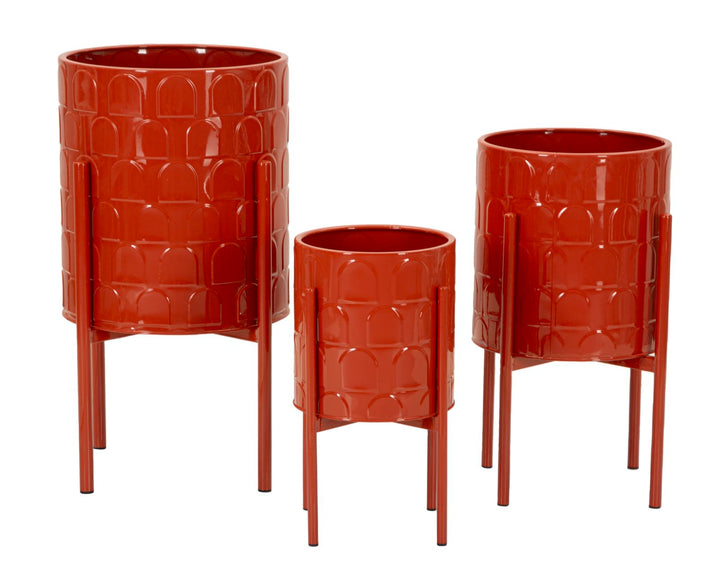 Sæt med vaser i rød, metal – 36x56x5, 30x48x5, 24x37x5 cm