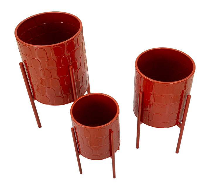 Sæt med vaser i rød, metal – 36x56x5, 30x48x5, 24x37x5 cm